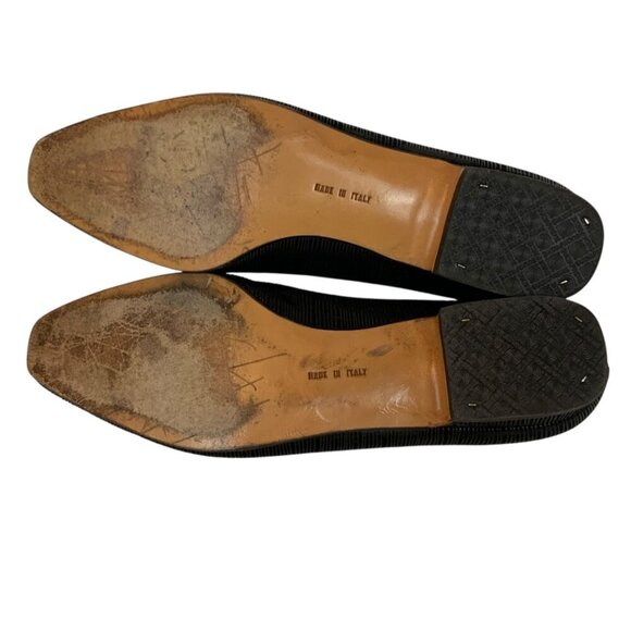 Salvatore Ferragamo Womens 6.5 B Black Textured Leather Low Heel Pumps Italy - Picture 6 of 10